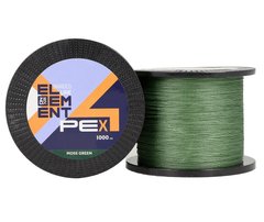 Шнур ZEOX Element PE X4 Moss Green 1000м #0.8 (0.148 мм) 16.8 lb