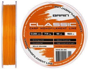 Волосінь Brain Classic Carp Line (solid orange) 150m 0.28mm 18lb 7.9kg