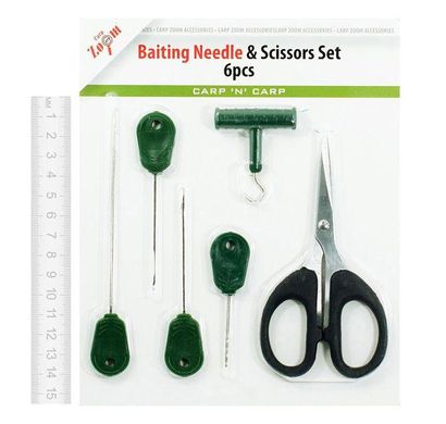 Набор CarpZoom Baiting Needle & Scissors Set, 6pcs